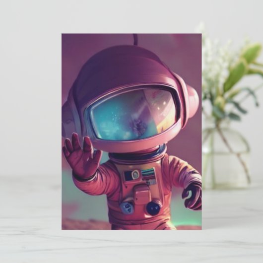 Cartes Pour Fêtes Annuelles Alien rose minuscule (Debout devant)