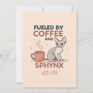 Cartes Pour Fêtes Annuelles Alimenté par le café et l'art du chat Sphynx