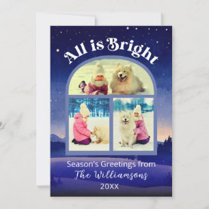 Cartes Pour Fêtes Annuelles All Bright 3 Photo Watercolor Famille de Noël