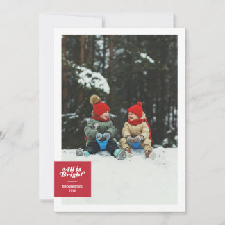 Cartes Pour Fêtes Annuelles All Is Bright Bold Red Checkerboard Festive