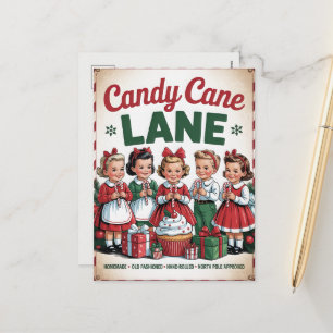 Cartes Pour Fêtes Annuelles Allée festive de cannes de bonbon de Noël
