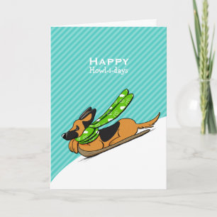 Cartes Pour Fêtes Annuelles Allemand Berger Motoneige Motoneige moderne Noël