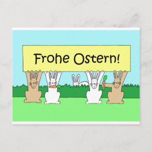 Cartes Pour Fêtes Annuelles Allemand Happy Pâques Frohe Ostern Cartoon Bunnies