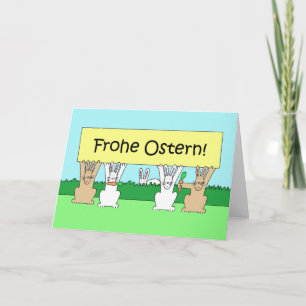 Cartes Pour Fêtes Annuelles Allemand Happy Pâques Frohe Ostern Cartoon Bunnies