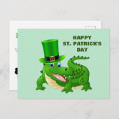 Cartes Pour Fêtes Annuelles Alligator de la Saint Patrick (Devant / Derrière)
