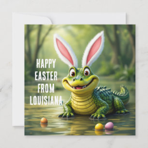 Cartes Pour Fêtes Annuelles Alligator Louisiane avec oreilles de lapin