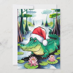 Cartes Pour Fêtes Annuelles Alligator père Noël Sur Le Bayou