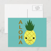 Cartes Pour Fêtes Annuelles Aloha Cute Kawaii Ananas (Devant / Derrière)