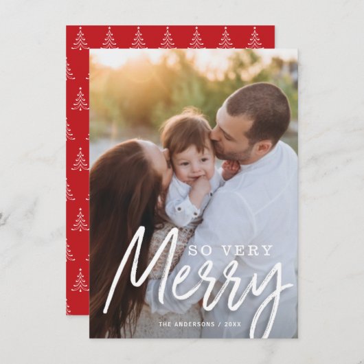 Cartes Pour Fêtes Annuelles Alors très joyeux Noël manuscrit script photo (Devant / Derrière)