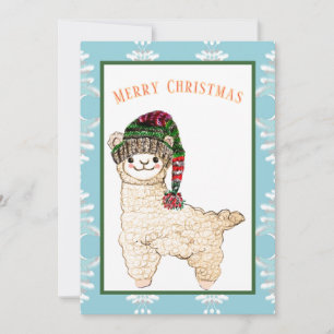 Cartes Pour Fêtes Annuelles Alpaca mignon avec chapeau de fête