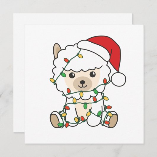 Cartes Pour Fêtes Annuelles Alpaca Noël Animaux d'hiver Alpacas (Devant / Derrière)