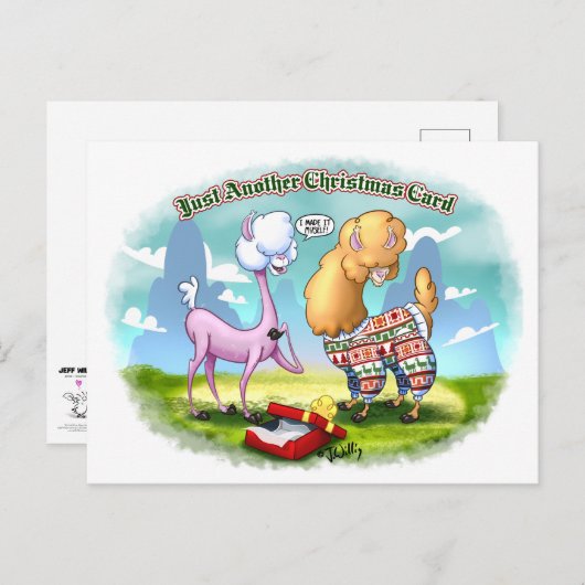 Cartes Pour Fêtes Annuelles ALPACA SWEATER par Jeff Willis Art (Devant / Derrière)