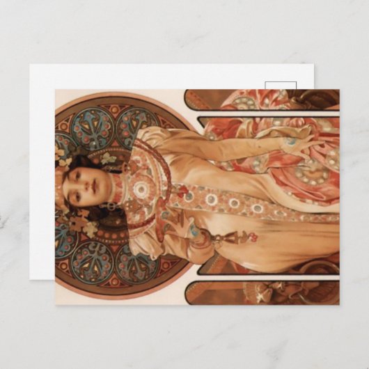 Cartes Pour Fêtes Annuelles Alphonse Mucha (Devant / Derrière)