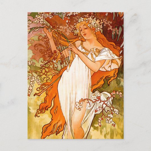 Cartes Pour Fêtes Annuelles Alphonse Mucha Spring (Devant)