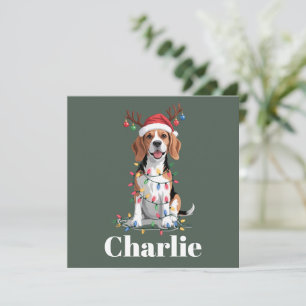 Cartes Pour Fêtes Annuelles Amant de Noël Personnalisé Nom Beagle Chien