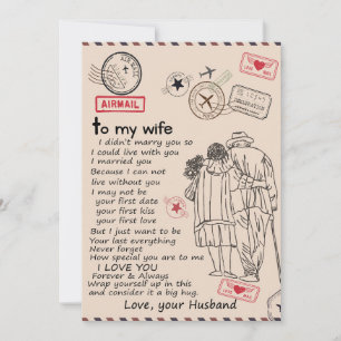 Cartes Pour Fêtes Annuelles Amants de femmes   À ma femme je t'aime Amour mari