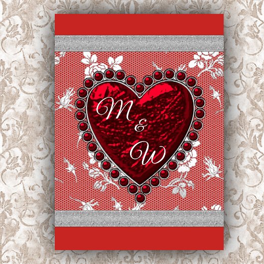 Cartes Pour Fêtes Annuelles Amants Monogram Valentine Heart