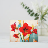 Cartes Pour Fêtes Annuelles Amaryllis dynamique dans un style Abstrait moderne (Debout devant)