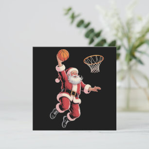 Cartes Pour Fêtes Annuelles Amateur de basket-ball de Noël Santa jouant 