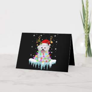 Cartes Pour Fêtes Annuelles Amateur de chien Lumière de fée de Noël maltaise