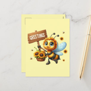 Cartes Pour Fêtes Annuelles Amateurs d'abeilles mignonnes salutations