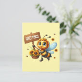 Cartes Pour Fêtes Annuelles Amateurs d'abeilles mignonnes salutations (Debout devant)