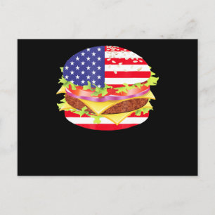 Cartes Pour Fêtes Annuelles Amateurs de barbecue   Hamburger USA Drapeau 4 jui