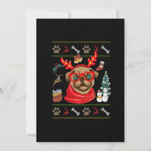 Cartes Pour Fêtes Annuelles Amateurs de chien drôle Carlin mignon Reindeer Ant