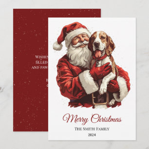 Cartes Pour Fêtes Annuelles American English Foxhound Santa Claus Noël
