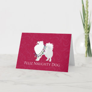 Cartes Pour Fêtes Annuelles American Eskimo Chien Feliz Naughty Chien Noël