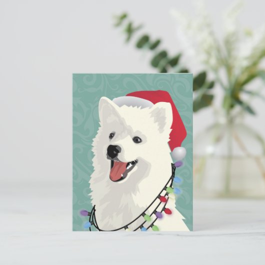 Cartes Pour Fêtes Annuelles American Eskimo Samoyé mignon Chien Chien Chien Ch (Debout devant)