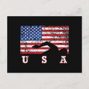 Cartes Pour Fêtes Annuelles American Flag Swimming USA Cadeau Swim Team Premiu