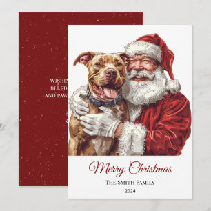 Cartes Pour Fêtes Annuelles American Staffordshire Santa Claus Noël