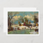 Cartes Pour Fêtes Annuelles American Winter Life (Devant / Derrière)