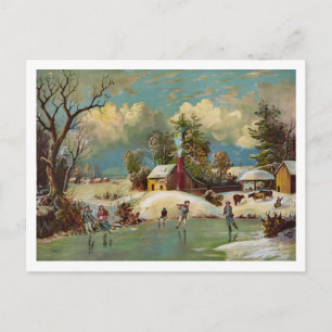 Cartes Pour Fêtes Annuelles American Winter Life scène de Noël