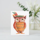 Cartes Pour Fêtes Annuelles Amérindien Thanksgiving Owl Pilgrim (Debout devant)