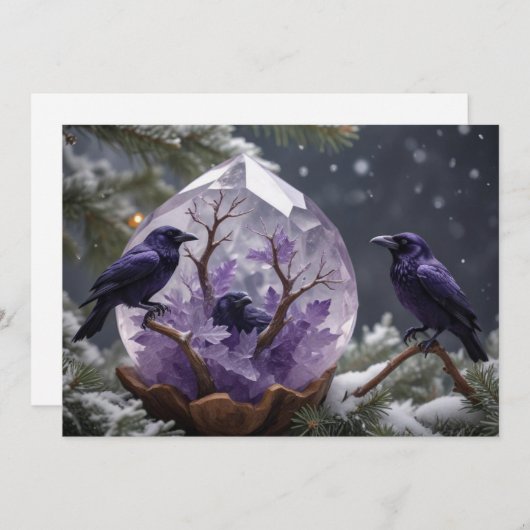 Cartes Pour Fêtes Annuelles Amethyst Crystal - Crows Ravers Noël (Devant / Derrière)