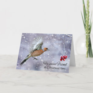 Cartes Pour Fêtes Annuelles Ami Chaffinch Dans La Neige d'hiver Salutation