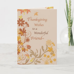 Cartes Pour Fêtes Annuelles Ami, Voeux D'Action De Grâce Avec Feuilles
