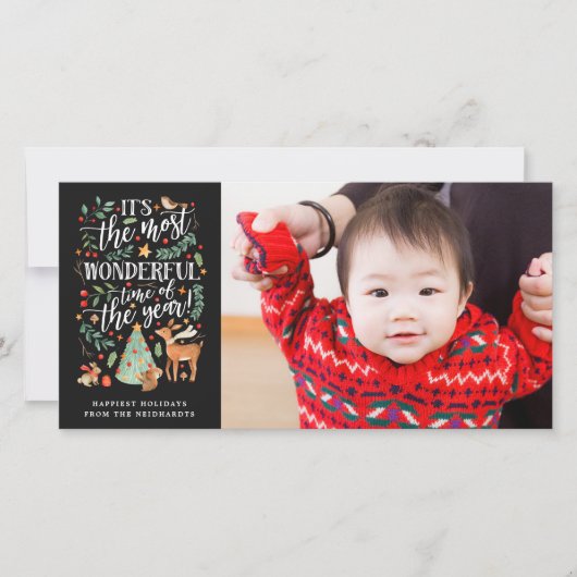 Cartes Pour Fêtes Annuelles Amis de la forêt | Black | Photo (Devant)