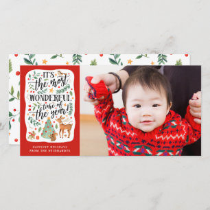 Cartes Pour Fêtes Annuelles Amis de la forêt Blanc Photo