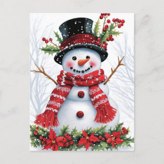Cartes Pour Fêtes Annuelles Amis des forêts d'hiver | Festif Snowman