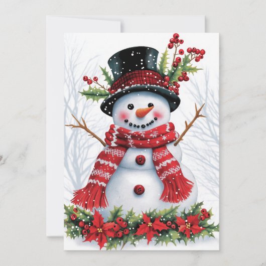 Cartes Pour Fêtes Annuelles Amis des forêts d'hiver | Festif Snowman (Devant)