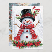 Cartes Pour Fêtes Annuelles Amis des forêts d'hiver | Festif Snowman (Devant / Derrière)
