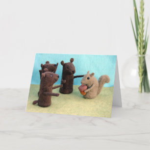 Cartes Pour Fêtes Annuelles Amis pour dîner - Ours et Écureuil
