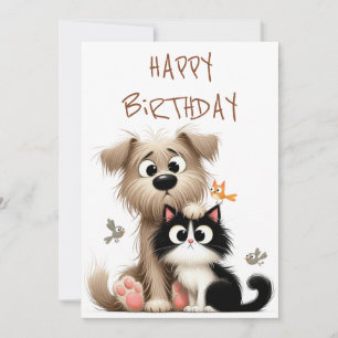 Cartes Pour Fêtes Annuelles Amitié ironique du chien et du chat