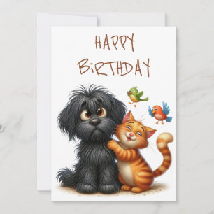 Cartes Pour Fêtes Annuelles Amitié ironique du chien et du chat