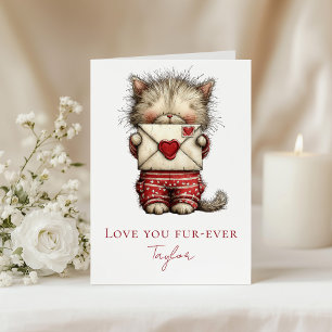 Cartes Pour Fêtes Annuelles Amour à tout jamais Mignon Chat Saint-Valentin Pli