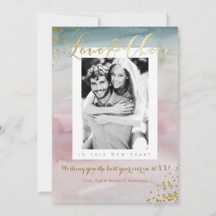 Cartes Pour Fêtes Annuelles Amour & Cheer Nouvel An Glam Aquarelle Photo