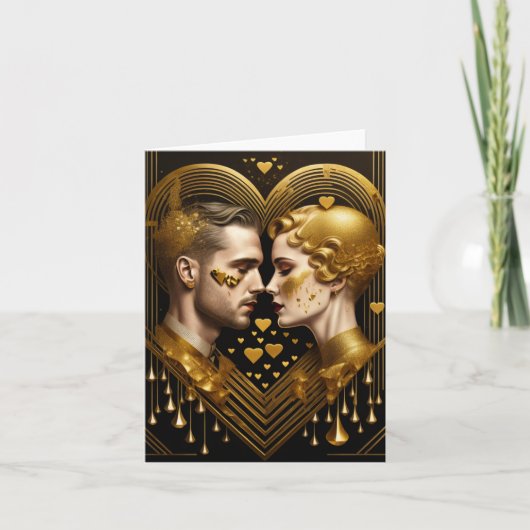 Cartes Pour Fêtes Annuelles Amour couple Art déco (Devant)